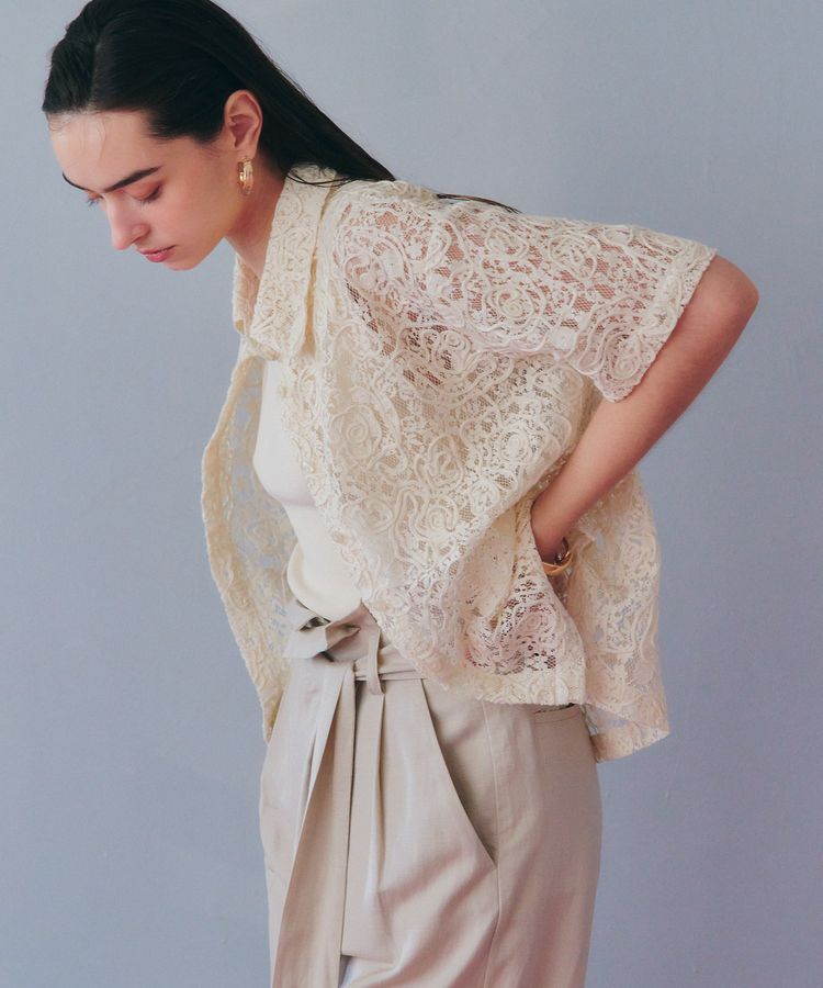 YECCA VECCA「コードレースシャツ」|シャツ・ブラウス|Ivory