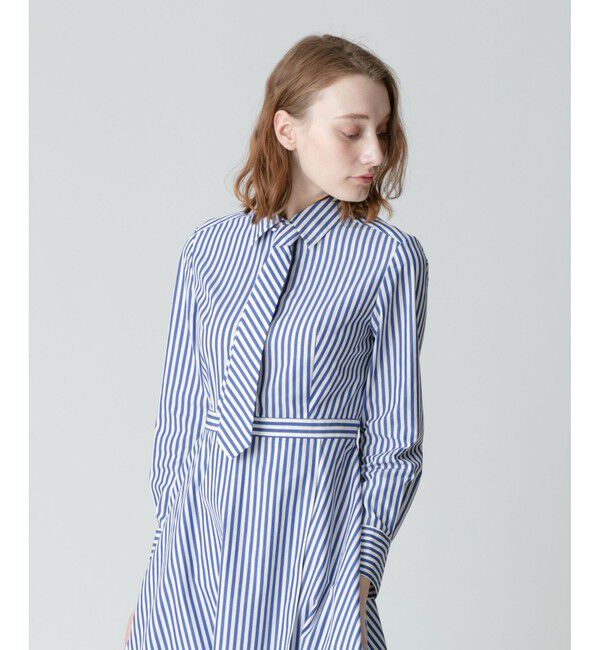 allureville「ストライプアシメフレアシャツワンピース」|ワンピース|