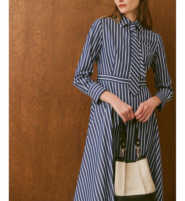 allureville「ストライプアシメフレアシャツワンピース」|ワンピース|
