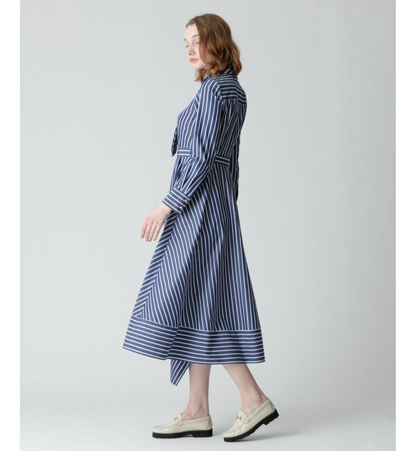 allureville「ストライプアシメフレアシャツワンピース」|ワンピース|