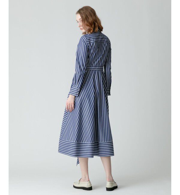 allureville「ストライプアシメフレアシャツワンピース」|ワンピース|