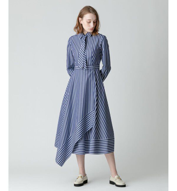 allureville「ストライプアシメフレアシャツワンピース」|ワンピース|