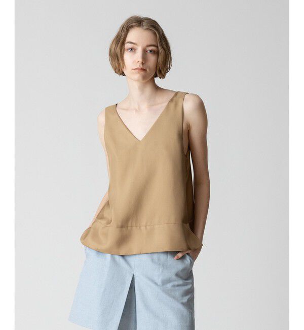 allureville「シルキーツイルタンクキャミソール」|シャツ・ブラウス|ベージュ