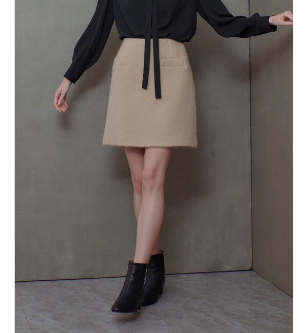 allureville「モヘヤシャギーミニスカート」|スカート|ベージュ