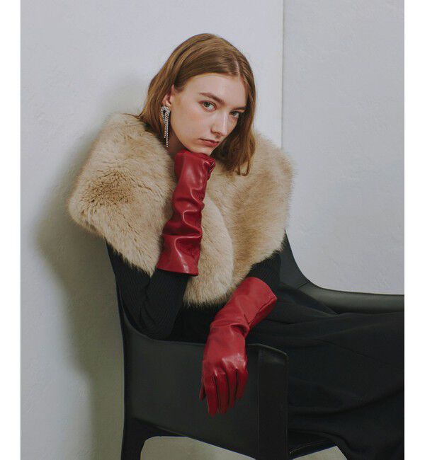 allureville「フェイクフォックス2WAYストール」|ストール|ベージュ