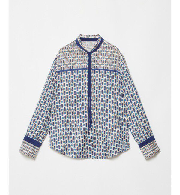 allureville「幾何学プリント配色ナロータイブラウス」|シャツ・ブラウス|