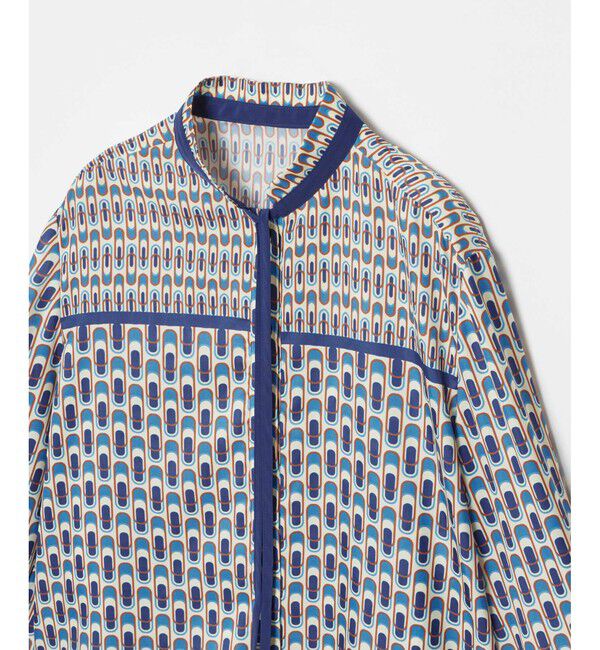 allureville「幾何学プリント配色ナロータイブラウス」|シャツ・ブラウス|