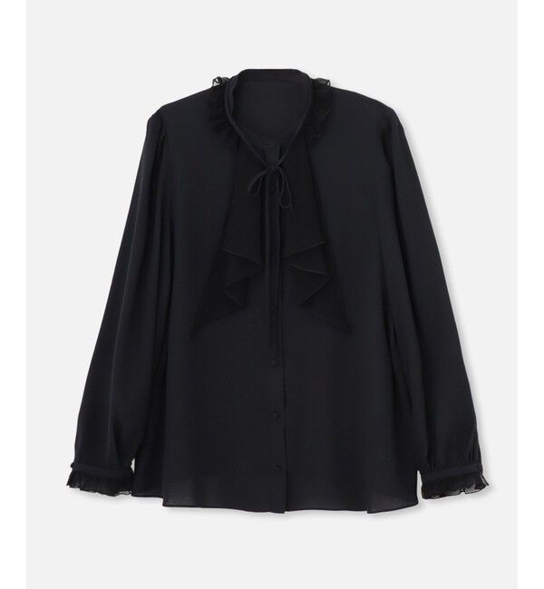 LOULOU WILLOUGHBY「【LOULOU WILLOUGHBY】ヨーリューフリルタイブラウス」|シャツ・ブラウス|ブラック