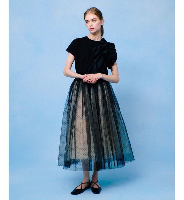 LOULOU WILLOUGHBY「【LOULOU WILLOUGHBY】ギャザーレイヤーＴシャツ」|Tシャツ・カットソー|