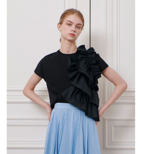 LOULOU WILLOUGHBY「【LOULOU WILLOUGHBY】ギャザーレイヤーＴシャツ」|Tシャツ・カットソー|