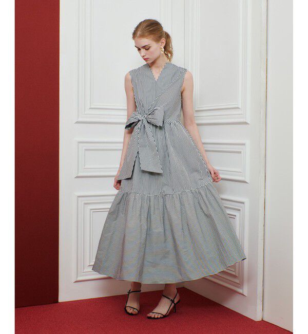 LOULOU WILLOUGHBY「【LOULOU WILLOUGHBY】ストライプリボンワンピース」|ワンピース|
