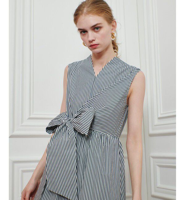 LOULOU WILLOUGHBY「【LOULOU WILLOUGHBY】ストライプリボンワンピース」|ワンピース|