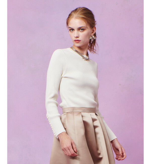 LOULOU WILLOUGHBY「【LOULOU WILLOUGHBY】フリルスリットプルオーバー」|ニット・セーター|