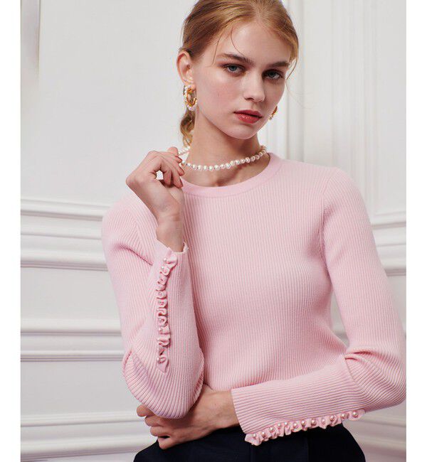 LOULOU WILLOUGHBY「【LOULOU WILLOUGHBY】フリルスリットプルオーバー」|ニット・セーター|