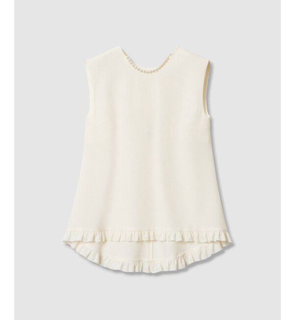 LOULOU WILLOUGHBY「【LOULOU WILLOUGHBY】パールネックレス付きフリルブラウス」|シャツ・ブラウス|オフホワイト