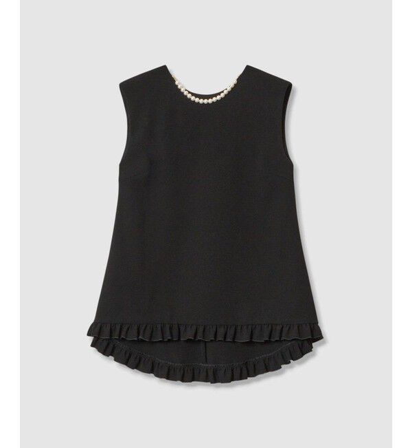 LOULOU WILLOUGHBY「【LOULOU WILLOUGHBY】パールネックレス付きフリルブラウス」|シャツ・ブラウス|ブラック