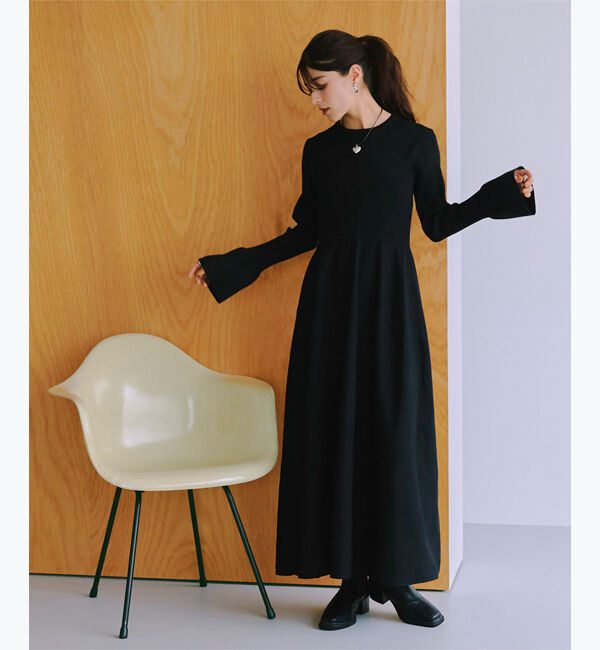 titivate「リブデザインニットワンピース」|ワンピース|ブラック