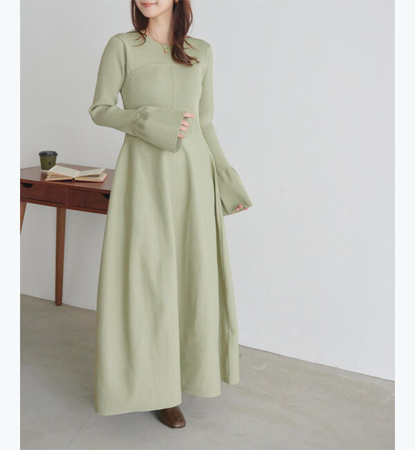 titivate「リブデザインニットワンピース」|ワンピース|ライトグリーン