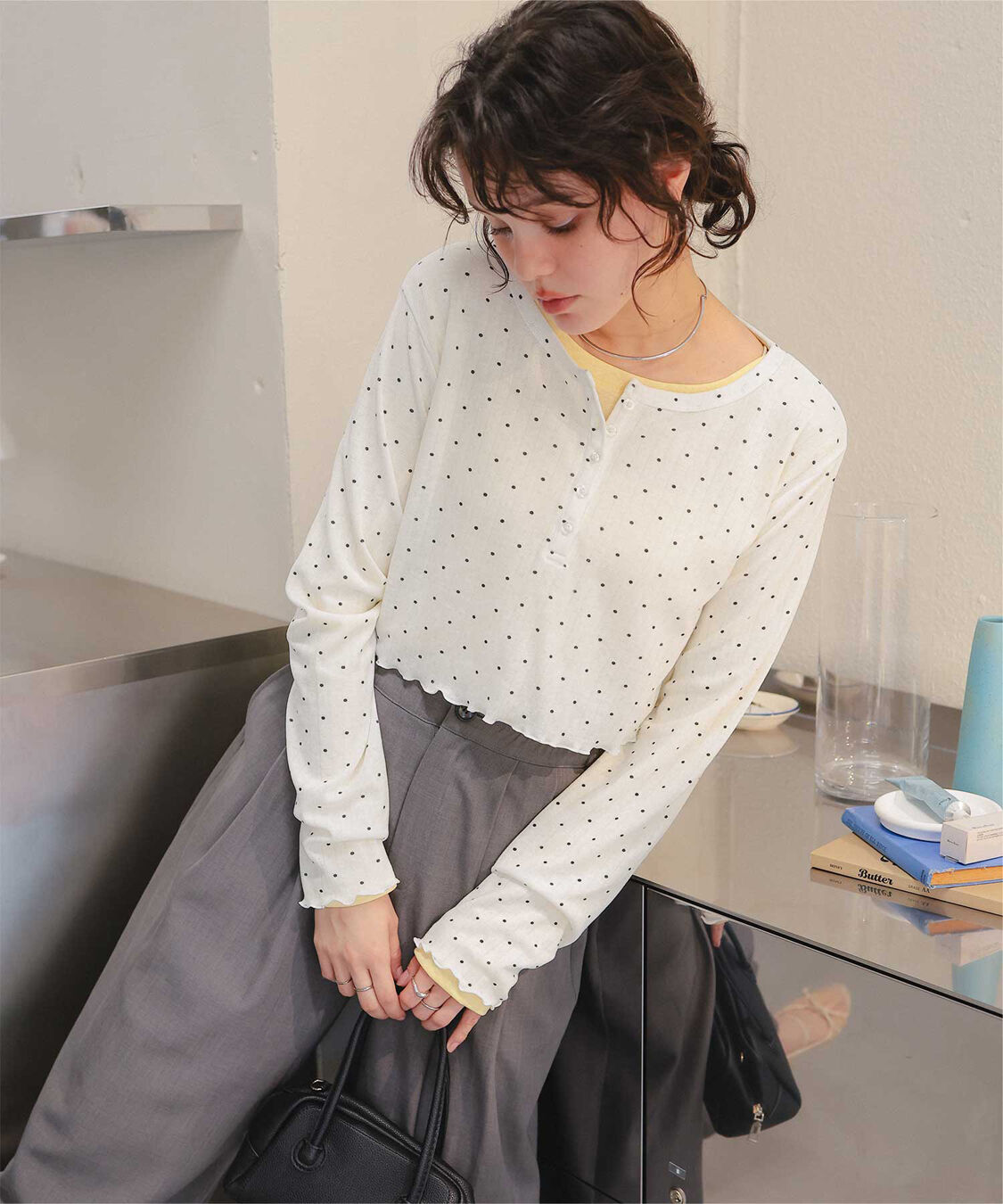 titivate「コンパクトヘンリーネックロングスリーブトップス」|Tシャツ・カットソー|