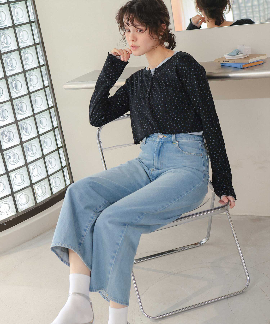 titivate「コンパクトヘンリーネックロングスリーブトップス」|Tシャツ・カットソー|