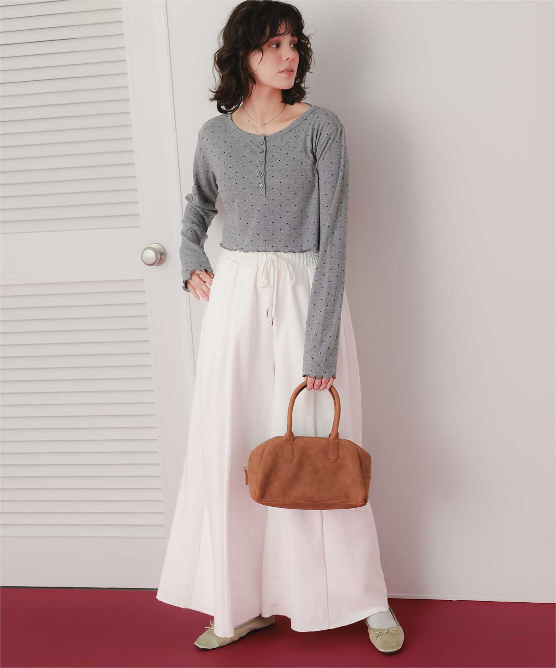 titivate「コンパクトヘンリーネックロングスリーブトップス」|Tシャツ・カットソー|