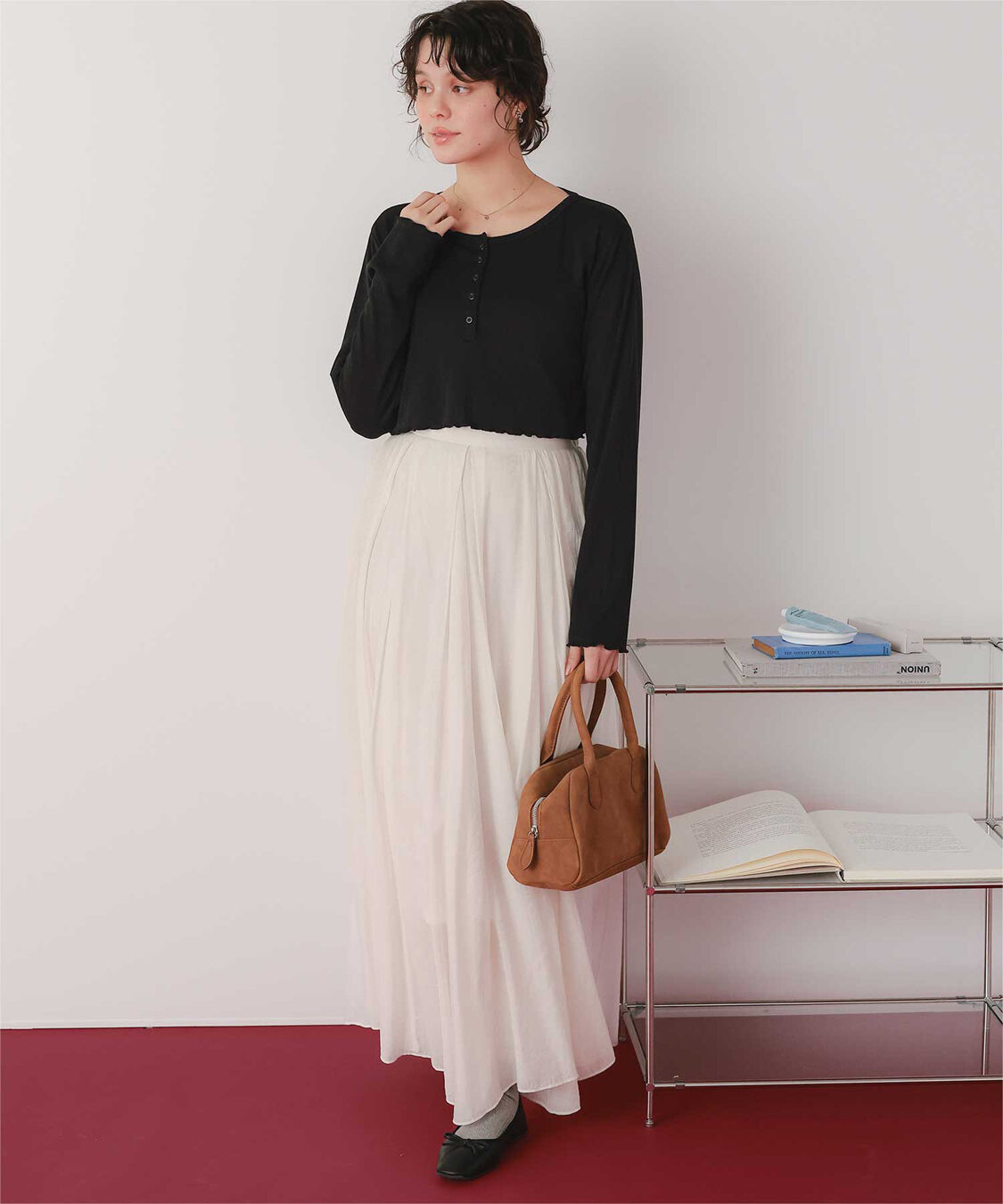 titivate「コンパクトヘンリーネックロングスリーブトップス」|Tシャツ・カットソー|