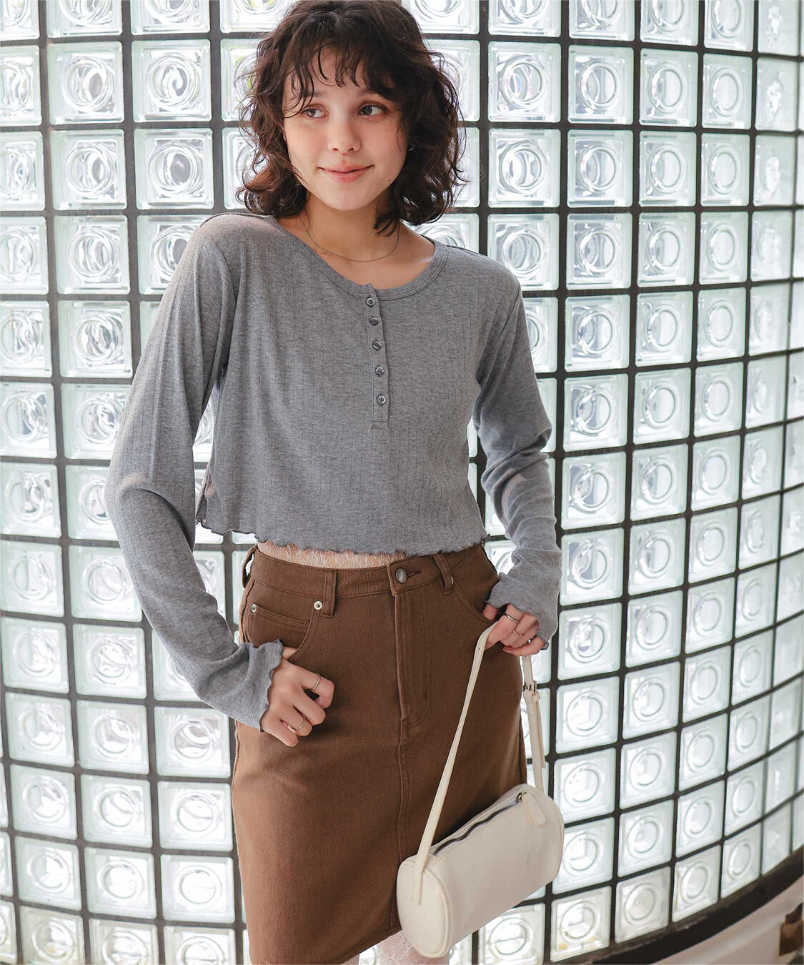 titivate「コンパクトヘンリーネックロングスリーブトップス」|Tシャツ・カットソー|