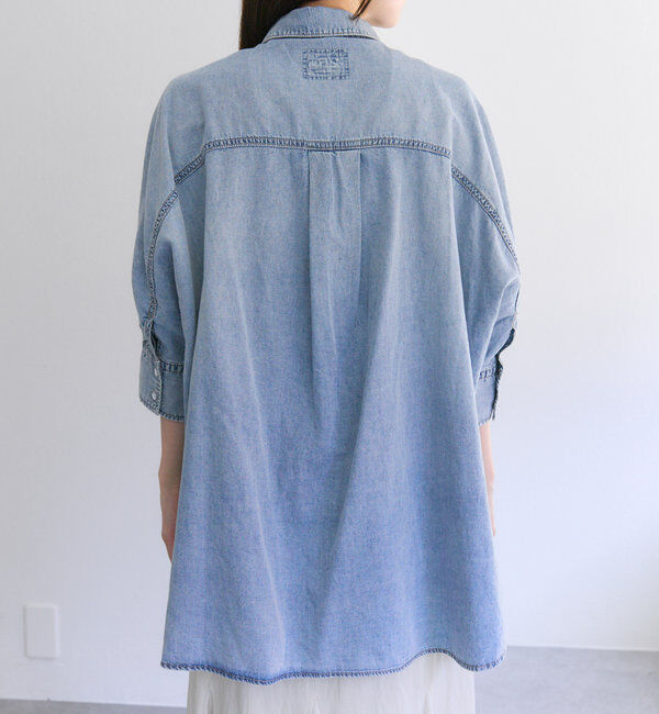 「【25th】綿麻デニムハーフスリーブブラウス」|シャツ・ブラウス|