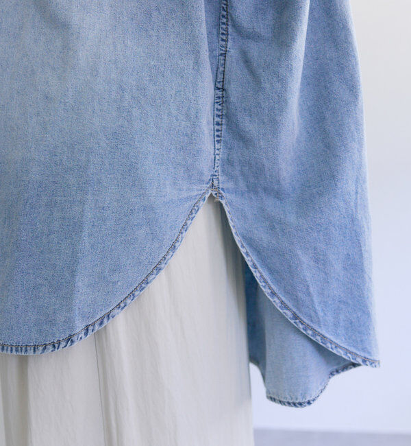  「【25th】綿麻デニムハーフスリーブブラウス」|シャツ・ブラウス|