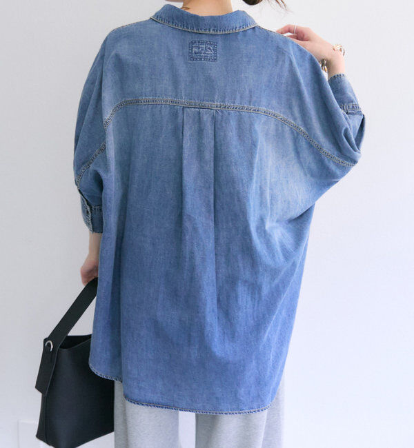  「【25th】綿麻デニムハーフスリーブブラウス」|シャツ・ブラウス|