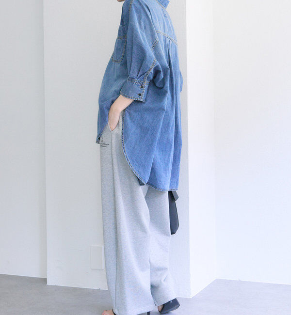  「【25th】綿麻デニムハーフスリーブブラウス」|シャツ・ブラウス|