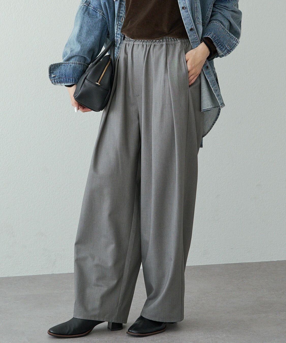  「【新色追加】ツータックウエストゴムストレッチパンツ」|その他|