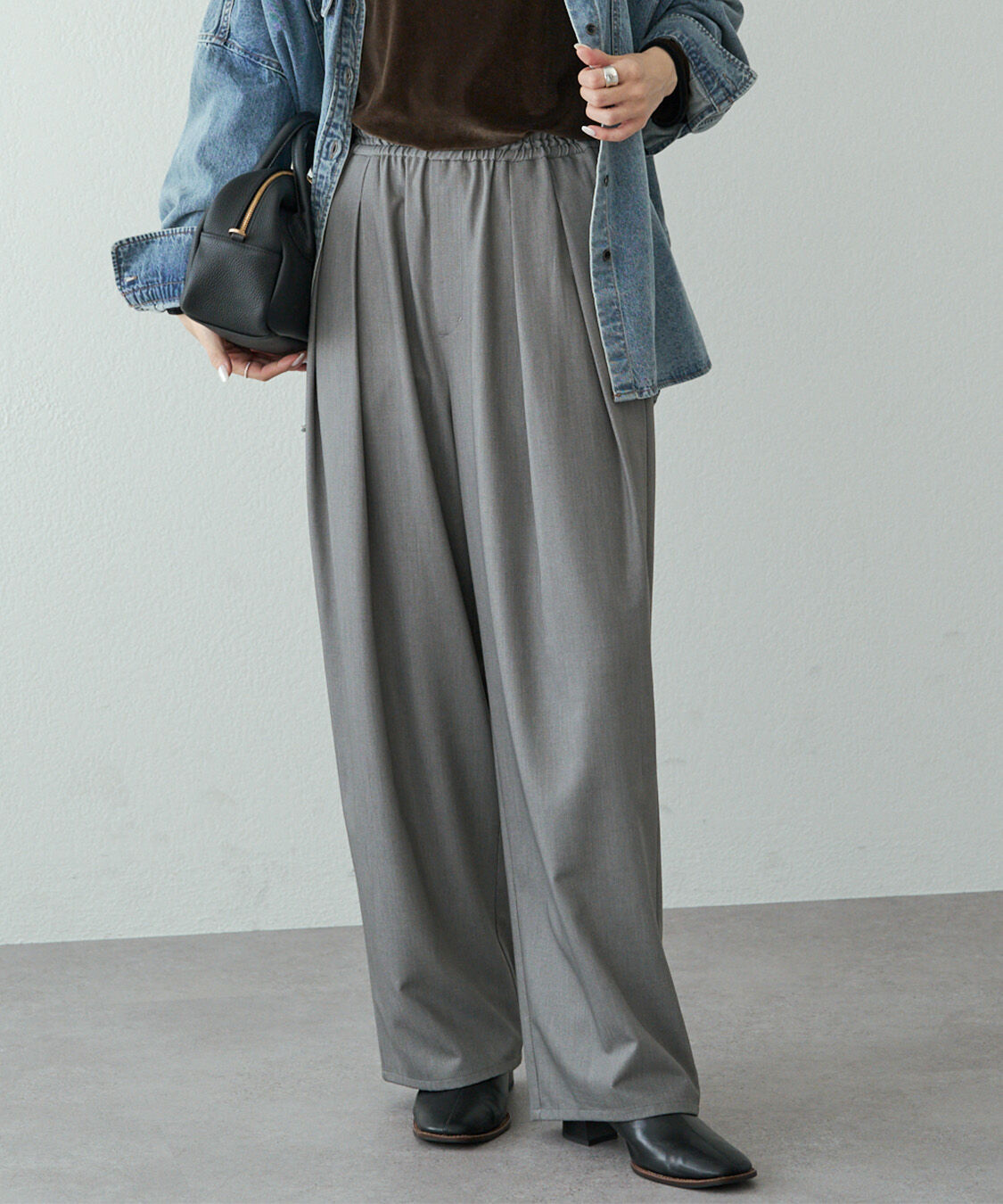  「【新色追加】ツータックウエストゴムストレッチパンツ」|その他|