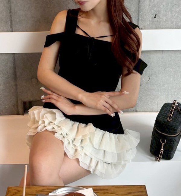  「【お揃いcollection】フリルミニワンピ」|ワンピース|