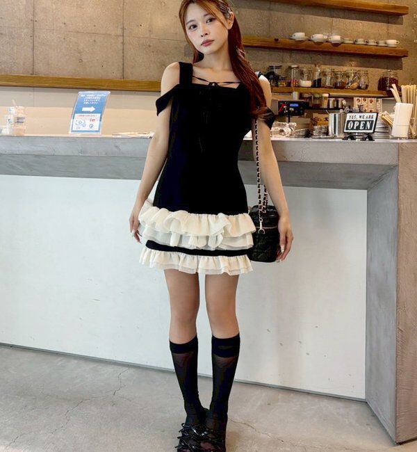  「【お揃いcollection】フリルミニワンピ」|ワンピース|