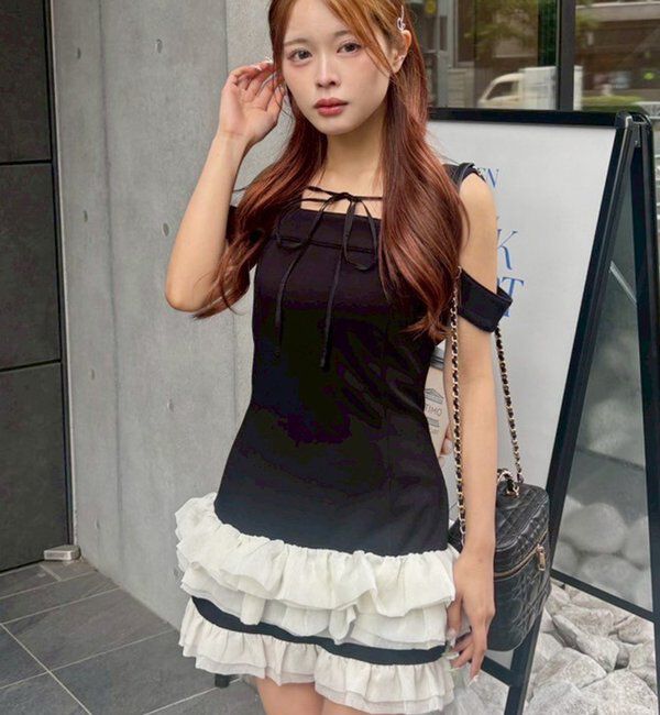  「【お揃いcollection】フリルミニワンピ」|ワンピース|