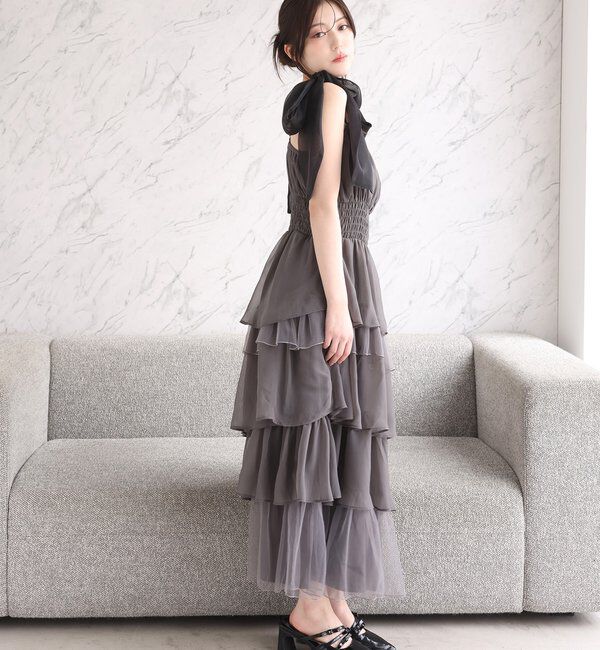  「【premiumorder】肩リボンティアードキャミワンピ」|ワンピース|