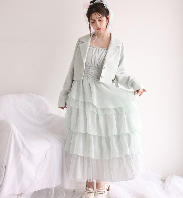  「【premiumorder】肩リボンティアードキャミワンピ」|ワンピース|