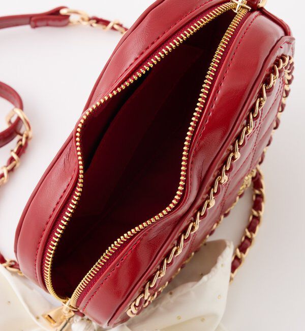  「【Heart Collection】リボン付きキルティングハートバッグ」|ショルダー・メッセンジャー|