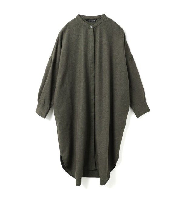 mizuiro ind「mizuiro ind ウールブレンドスタンドカラーシャツワンピース」|ワンピース|ブラウン