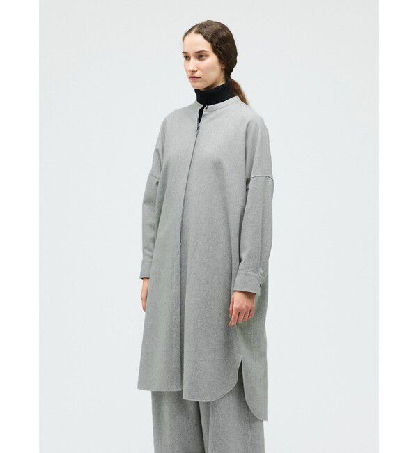 mizuiro ind「mizuiro ind ウールブレンドスタンドカラーシャツワンピース」|ワンピース|