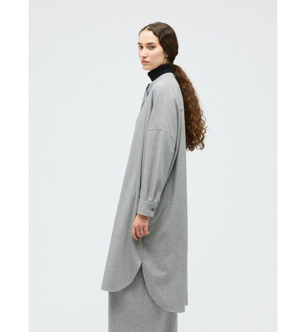 mizuiro ind「mizuiro ind ウールブレンドスタンドカラーシャツワンピース」|ワンピース|