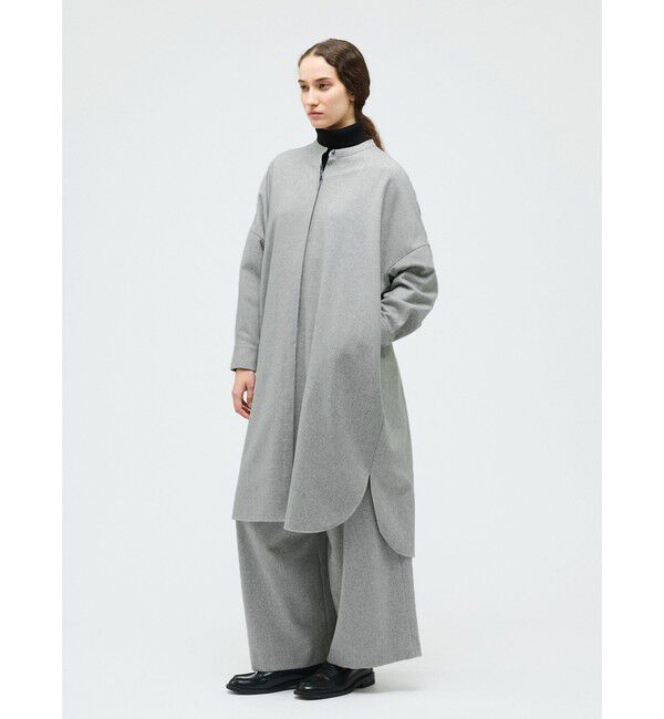 mizuiro ind「mizuiro ind ウールブレンドスタンドカラーシャツワンピース」|ワンピース|