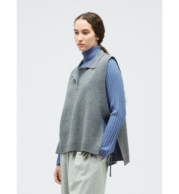 mizuiro ind「mizuiro ind スキッパーニットベスト」|ベスト・ジレ|