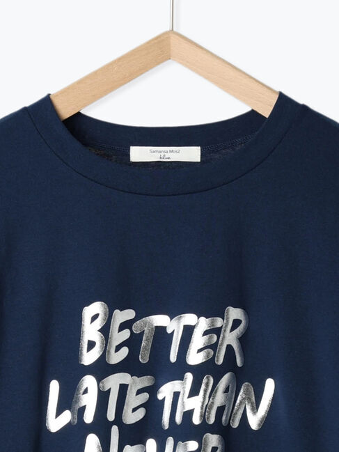Samansa Mos2 blue「◎発泡プリントロゴロンT」|Tシャツ・カットソー|