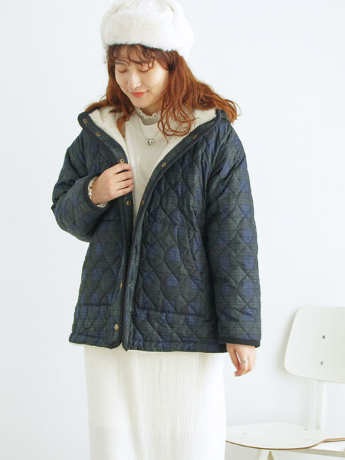 Samansa Mos2「【撥水加工】リバーシブルボアブルゾン」|ブルゾン・スタジャン|ネイビー