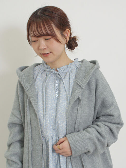 Samansa Mos2「フード付リボンカーディガン」|カーディガン|ミント