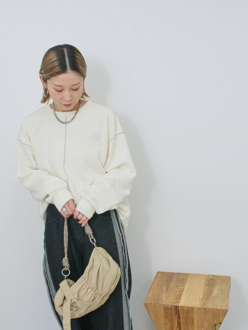 Samansa Mos2 blue「◎配色メロウ裏毛プルオーバー」|Tシャツ・カットソー|