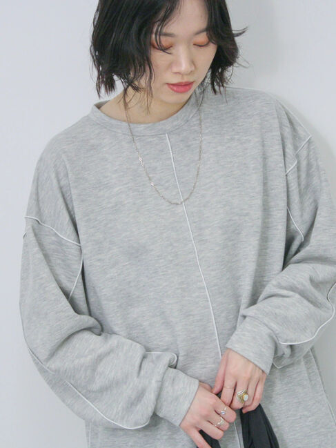 Samansa Mos2 blue「◎配色メロウ裏毛プルオーバー」|Tシャツ・カットソー|