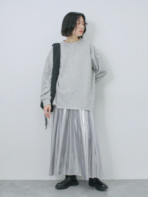 Samansa Mos2 blue「◎配色メロウ裏毛プルオーバー」|Tシャツ・カットソー|